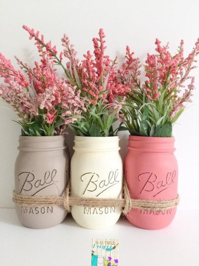 Jars with Flowers in them