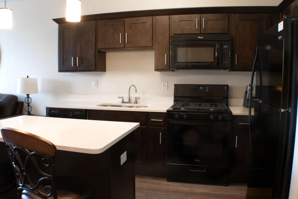 Kitchen in a 1bd 1ba apartment